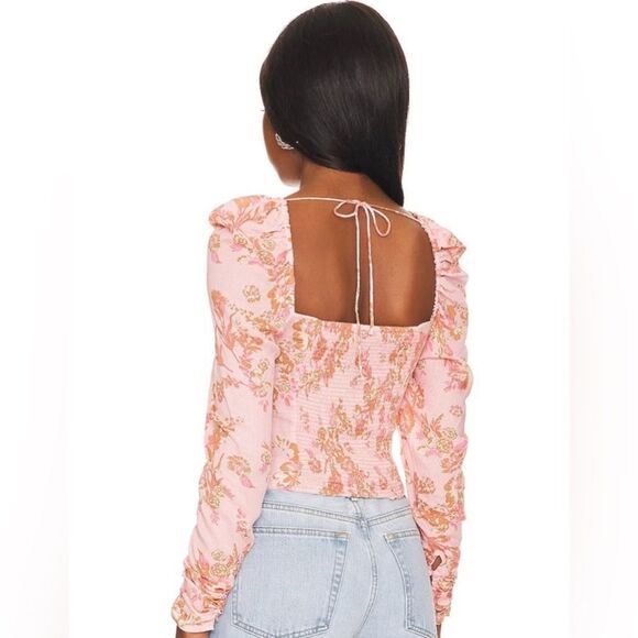FREE PEOPLE Hilary Printed Top Pink Combo Size Small - Picture 2 of 12